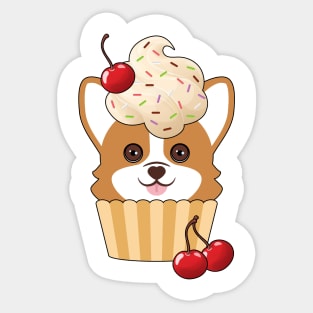 Corgi Vanilla Cupcake Sticker